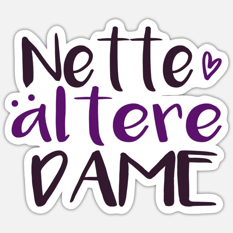 Nette alte Dame - Sticker Größe S (10 x 10 cm) - Mattweiß