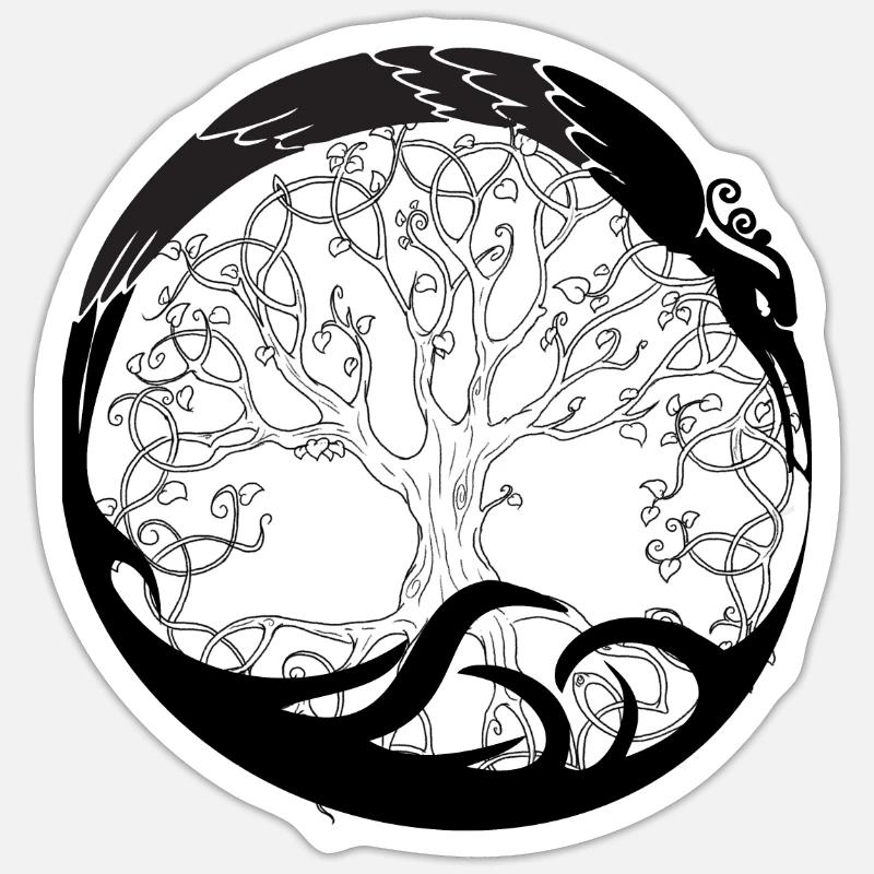 Celtic Irland Wikinger Keltisch Knoten Muster Baum - Sticker Größe S (10 x 10 cm) - Mattweiß