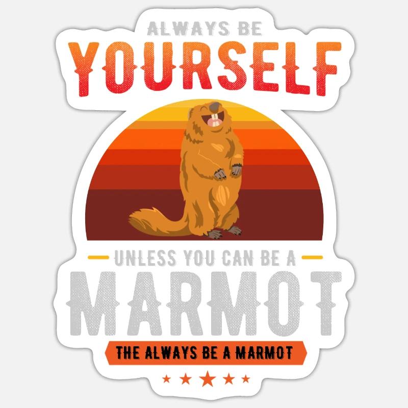 marmot, marmot groundhog, groundhog day, - Sticker taille S (10 x 10 cm) - blanc mat