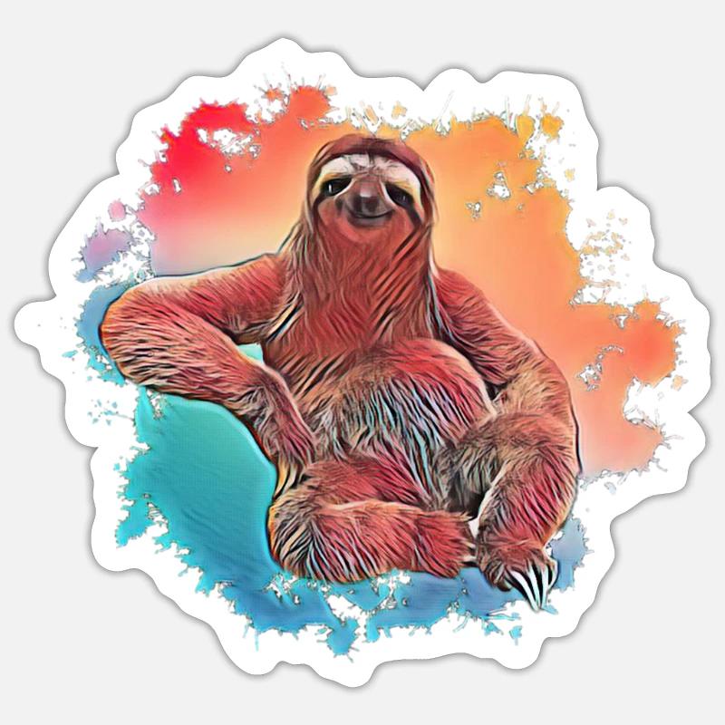 Faultier - Sticker Größe S (10 x 10 cm) - Mattweiß