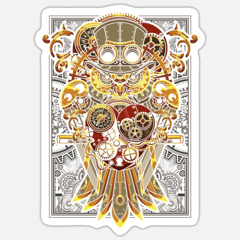 Steampunk Hibou Oiseau mécanique Clockwork Sticker taille S (10 x 10 cm)