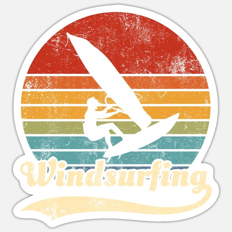 Windsurfing Windsurfer Retro Geschenkidee Sticker Größe S (10 x 10 cm)