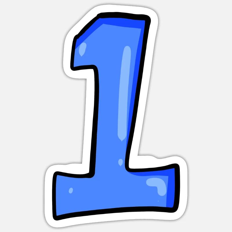 Ziffer 1 Blau - Nummer Eins Sticker Größe S (10 x 10 cm)