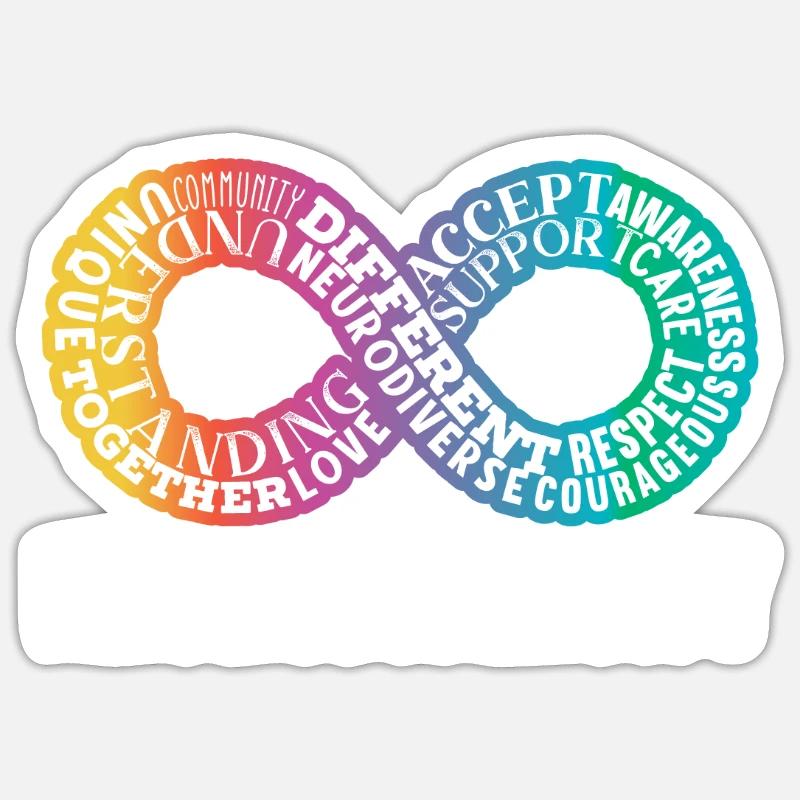 Neurodiversity Neurodivergent Rainbow Infinity - Sticker size S (10 x 10 cm) - white matte