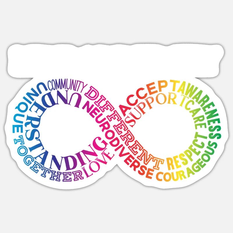 Neurodiversité Neurodivergent Rainbow Infinity - Sticker taille S (10 x 10 cm) - blanc mat