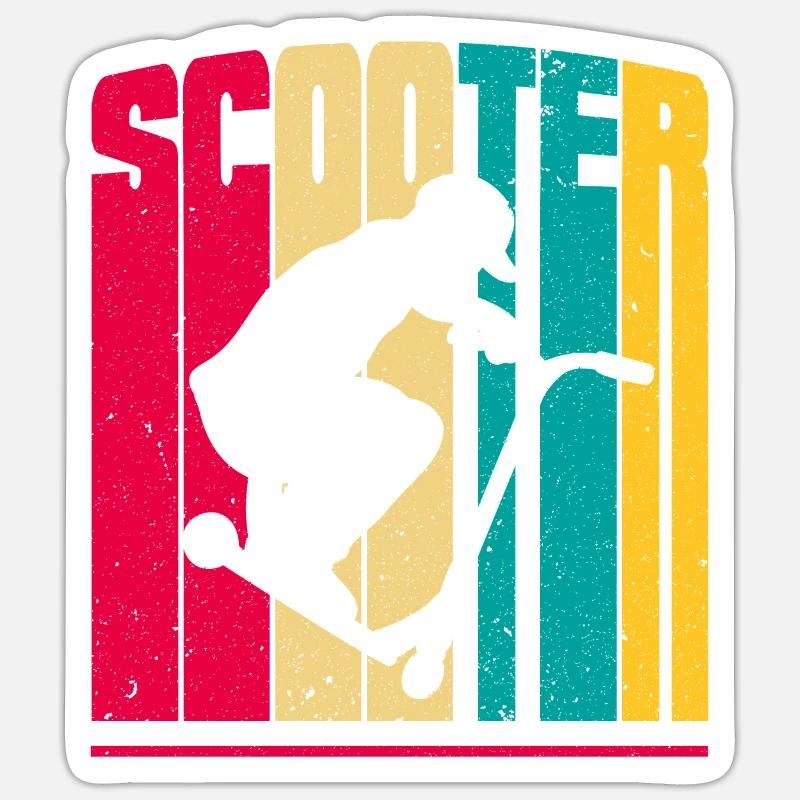 Vintage Retro Stuntscooter Stunt Roller - Sticker Größe S (10 x 10 cm) - Mattweiß