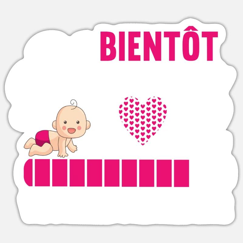 Bientôt Maman 2022 Future Mère Annonce Grossesse - Sticker taille S (10 x 10 cm) - blanc mat