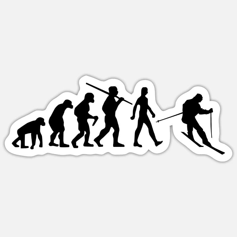 Skifahrer Evolution Skie - Sticker Größe S (10 x 10 cm) - Mattweiß