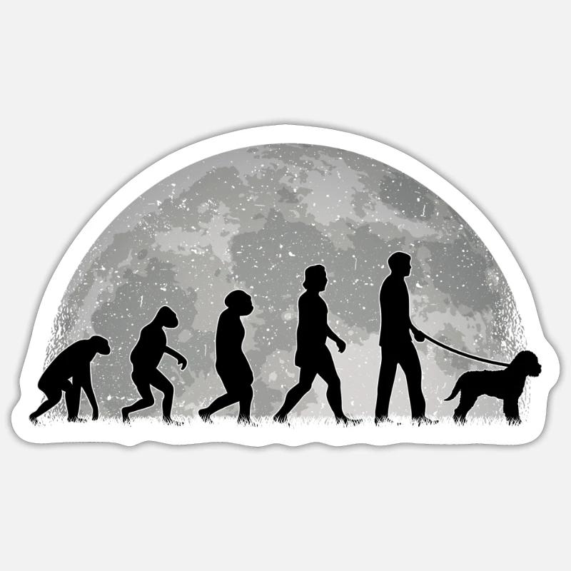 Lagotto Romagnolo Evolution Lagotti Geschenk - Sticker Größe S (10 x 10 cm) - Mattweiß