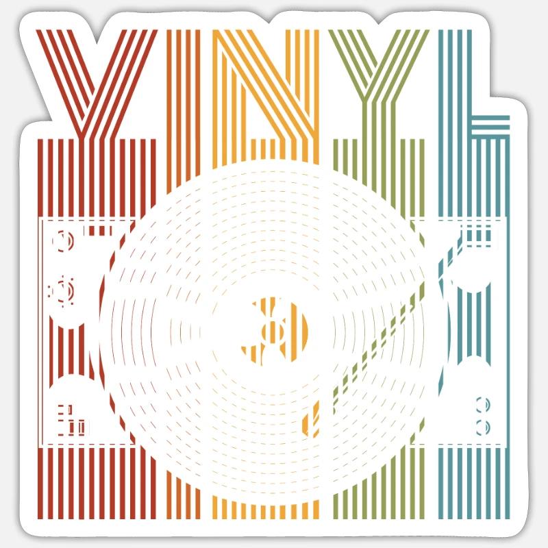 Rétro Vinyle Collectionneur de disques - Sticker taille S (10 x 10 cm) - blanc mat