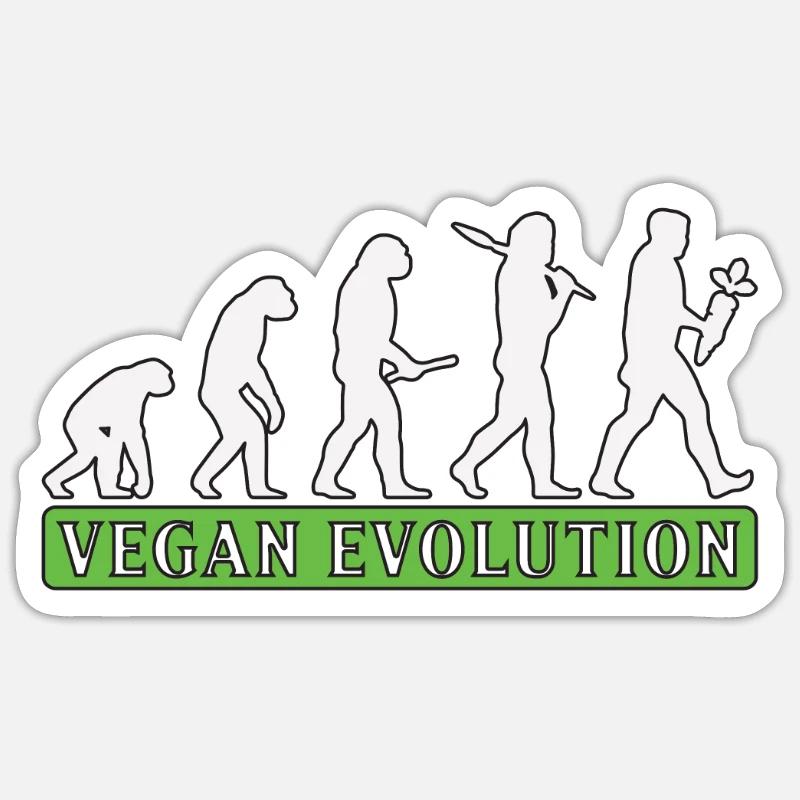 Vegan Evolution Veganer - Sticker Größe S (10 x 10 cm) - Mattweiß