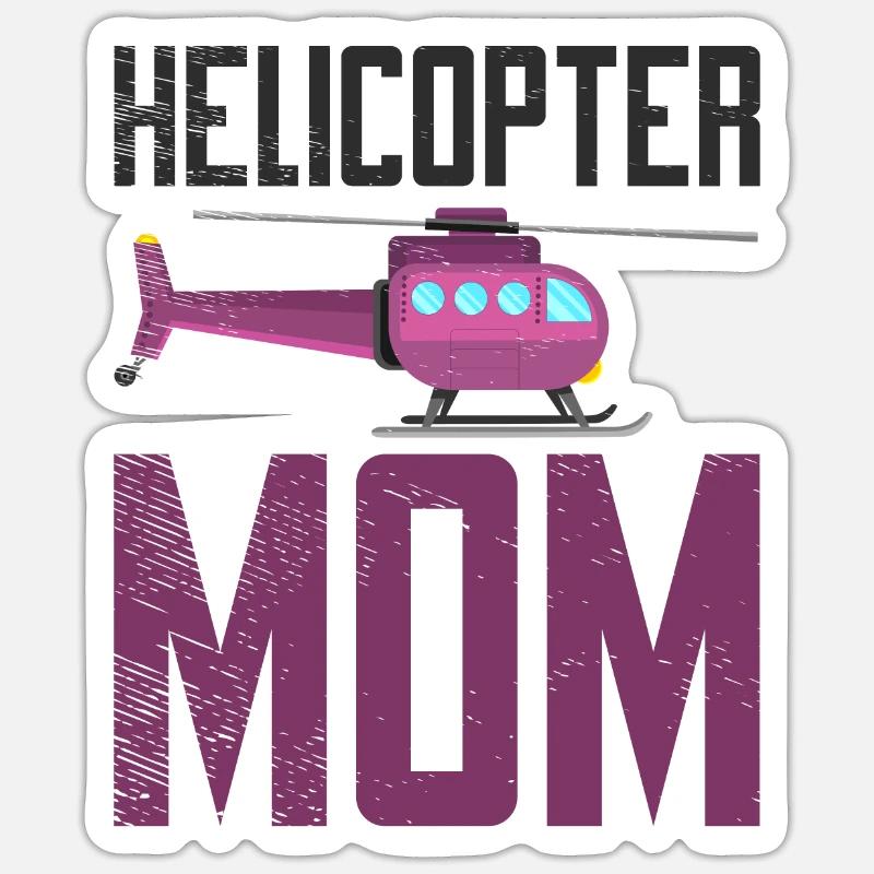 Helikopter Mama Kinder Mutter Eltern - Sticker Größe S (10 x 10 cm) - Mattweiß