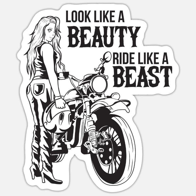 Motorcycle Meme Biker Chick - Sticker size S (10 x 10 cm) - white matte