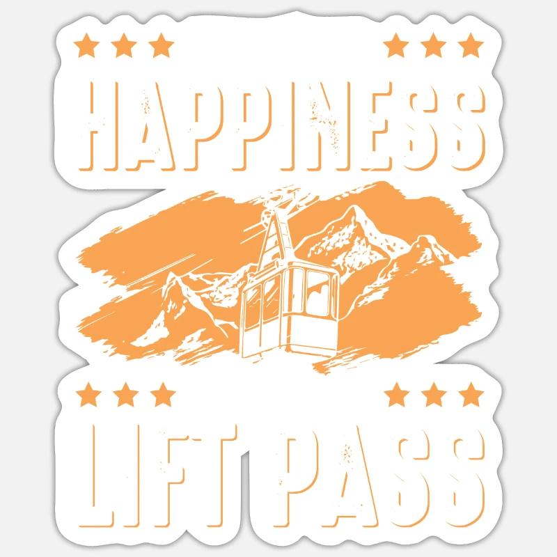 happy ski skiing - Sticker size S (10 x 10 cm) - white matte