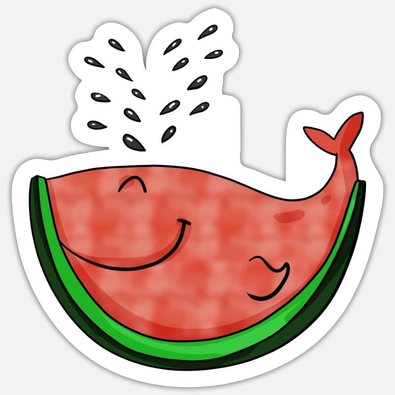 Pastèque Baleine - Sticker taille S (10 x 10 cm) - blanc mat