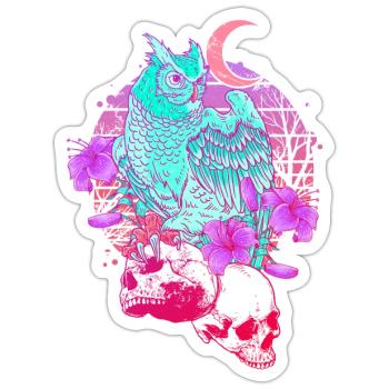 Pastel Goth Tête de mort Hibou Aesthetic Clothes lune - Sticker taille S (10 x 10 cm) - blanc mat - Devant