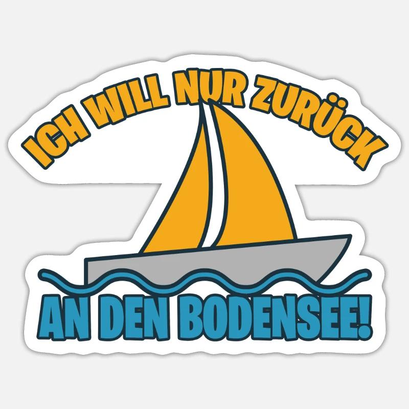 Ich möchte nur an den Bodensee - Sticker Größe S (10 x 10 cm) - Mattweiß