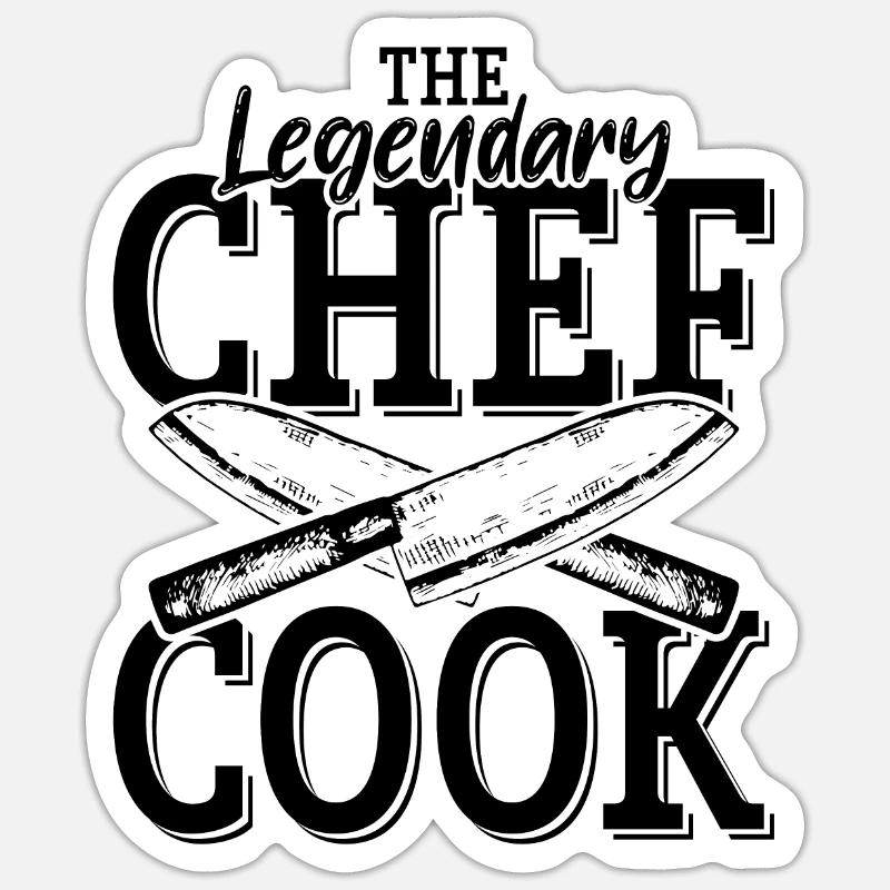 Chef cuisinier cuisine devise - Sticker taille S (10 x 10 cm) - blanc mat