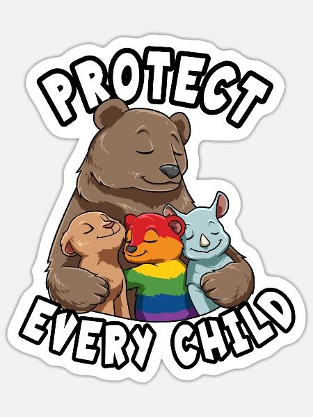 Bären Mama Schützt ihre Kinder Fürsorge für - Sticker Größe S (10 x 10 cm) - Mattweiß