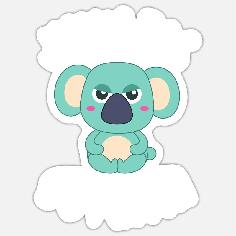J'Suis Pas Du Matin Koala - Sticker taille S (10 x 10 cm) - blanc mat