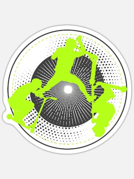 stunt roller stunt scooter scooter tretroll tretr - Sticker Größe S (10 x 10 cm) - Mattweiß