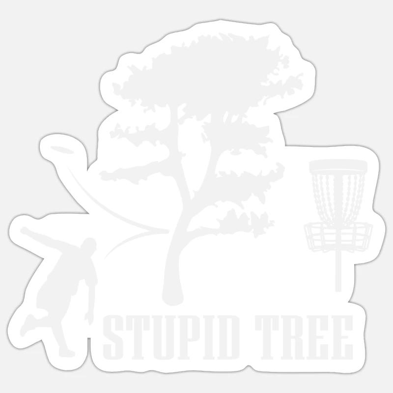 Dummer Baum, Disc Golf Design, Discgolfspieler Sticker Größe S (10 x 10 cm)