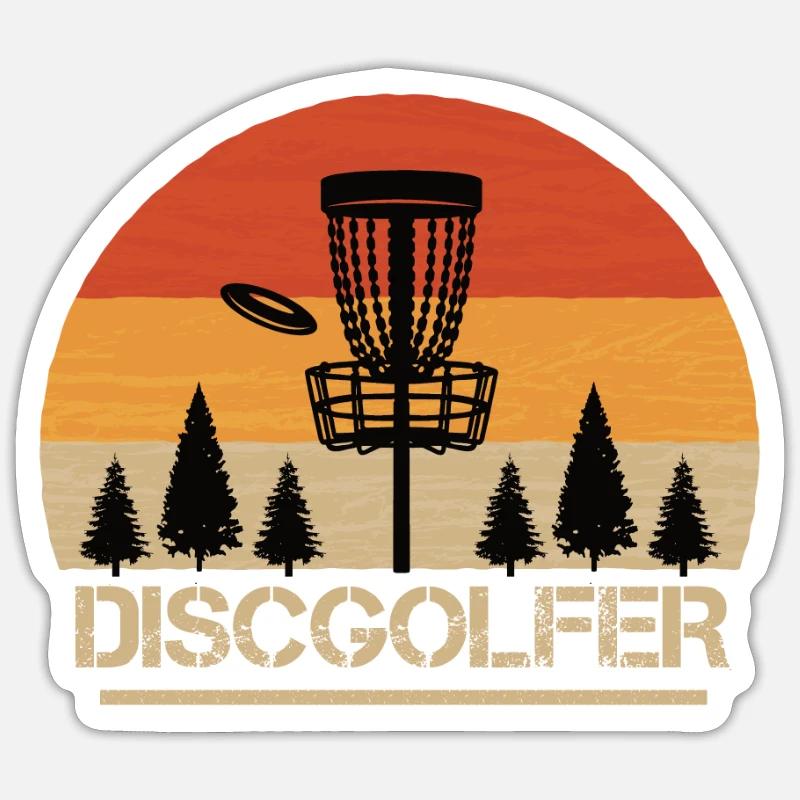 Discgolfer Discgolf Korb Retro Disc Golf - Sticker Größe S (10 x 10 cm) - Mattweiß