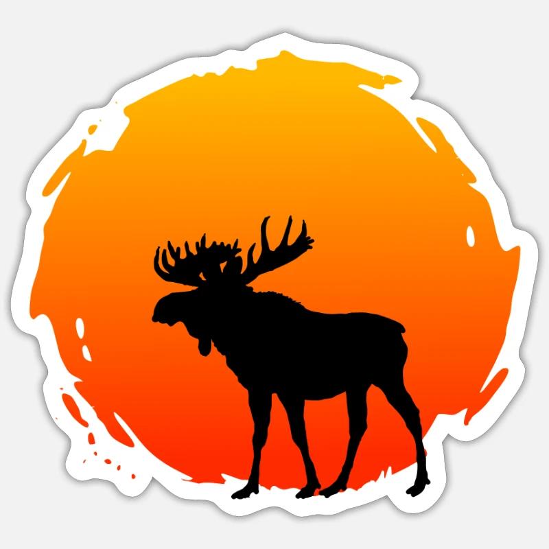 An Elk With A Sunset - Sticker size S (10 x 10 cm) - white matte