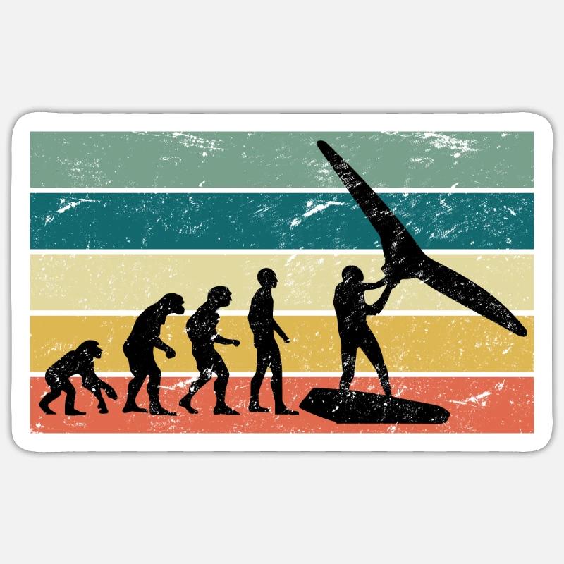 Wing Foil Evolution Geschenk Affe Mensch Foiler Sticker Größe S (10 x 10 cm)