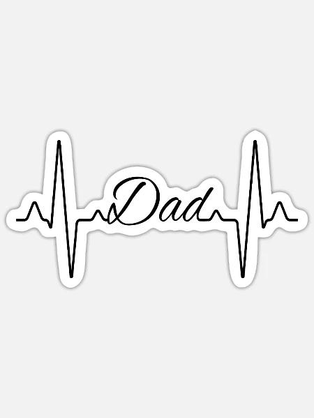 Dad Vater Herzschlag - Sticker Größe S (10 x 10 cm) - Mattweiß
