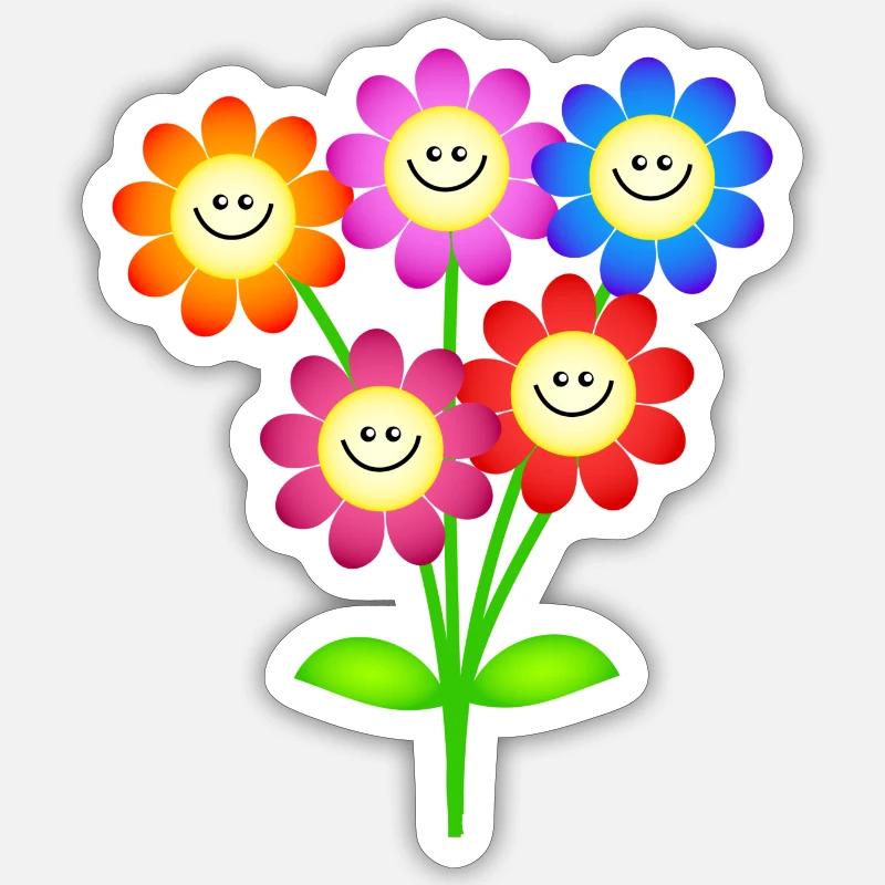 Lächelnde glückliche Gänseblümchen Blume - Sticker Größe S (10 x 10 cm) - Mattweiß