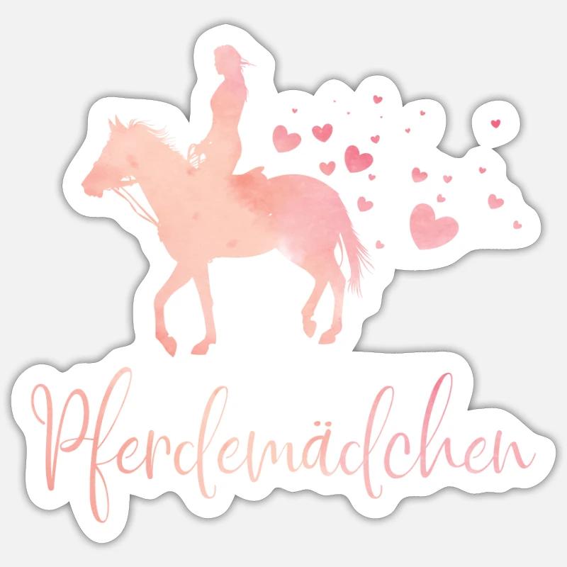Pferdemädchen - Sticker Größe S (10 x 10 cm) - Mattweiß