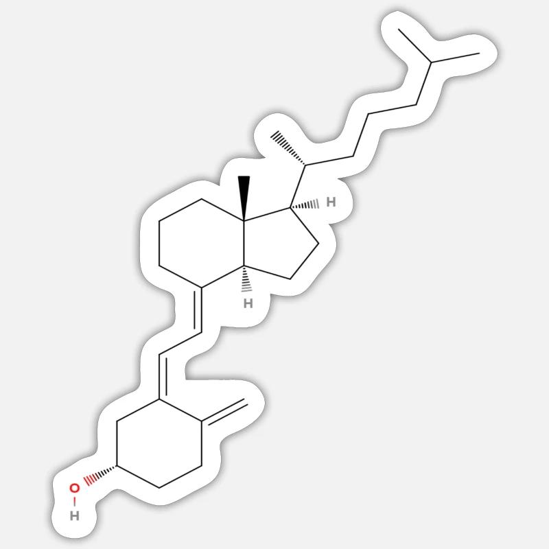 Molécule de vitamine D - Formule structurale colorée Sticker taille S (10 x 10 cm)