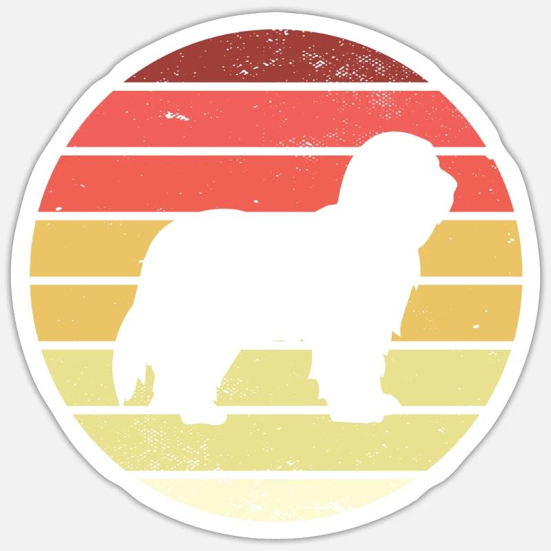 Bearded Collie Retro - Sticker Größe S (10 x 10 cm) - Mattweiß