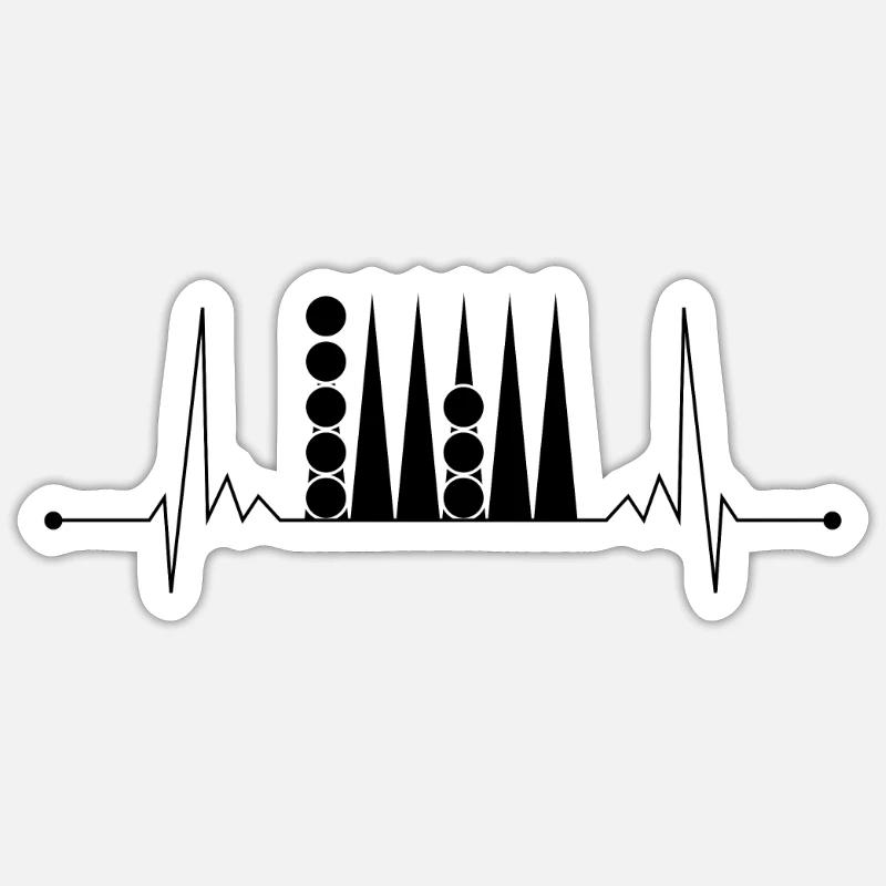 Backgammon Craps Heartbeat Board Game - Sticker size S (10 x 10 cm) - white matte