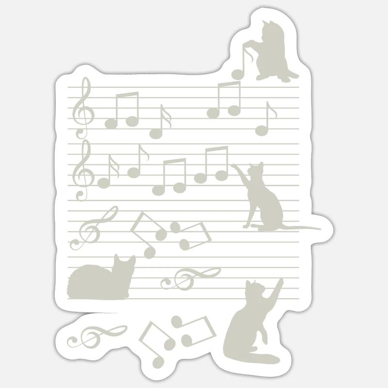 Chatte Musique Note Sticker taille S (10 x 10 cm)