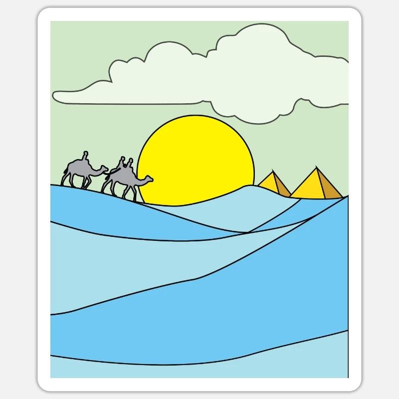 Retro Pyramide Wüste Sonne Sticker Größe S (10 x 10 cm)