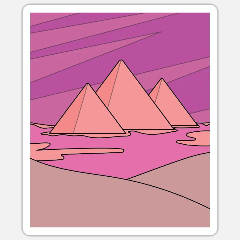 Retro pyramide du désert soleil - Sticker taille S (10 x 10 cm) - blanc mat