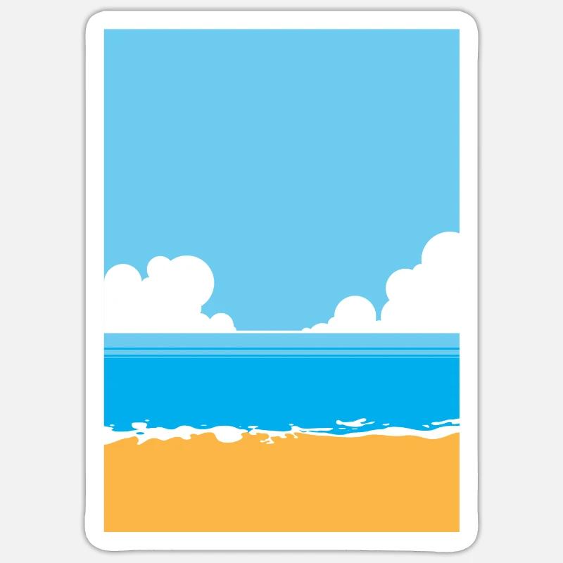 Plage - Sticker taille S (10 x 10 cm) - blanc mat