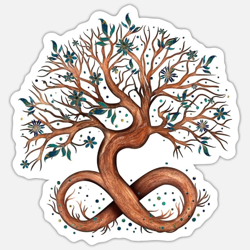 Baum des Lebens - Unendlichkeit Spirale - Sticker Größe S (10 x 10 cm) - Mattweiß