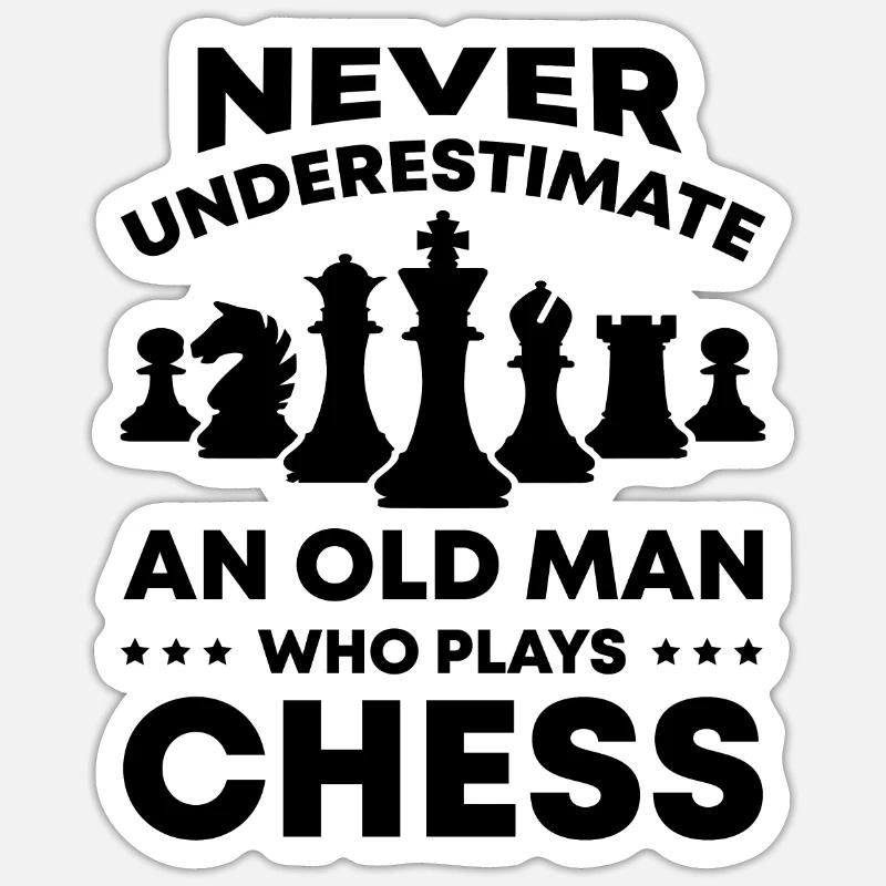 old man chess - Sticker size S (10 x 10 cm) - white matte