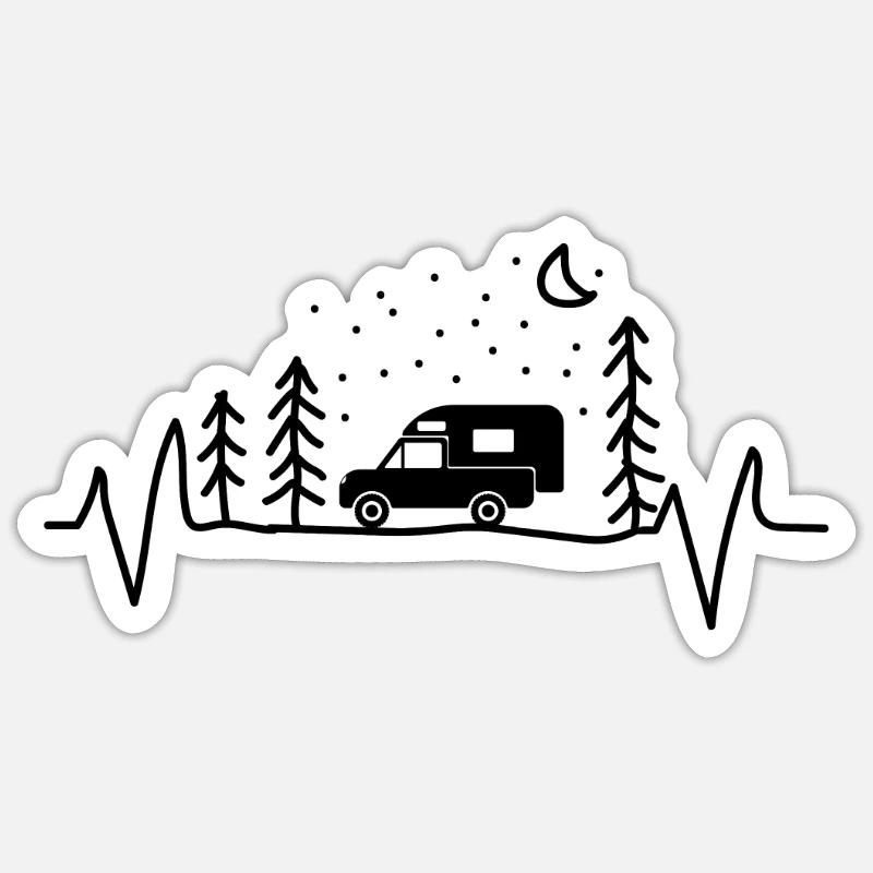 Pickup cabin heartbeat at night Sticker size S (10 x 10 cm)