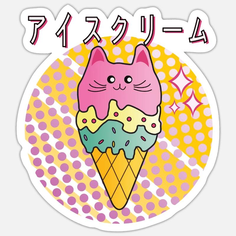 Kawaii Eiscreme - Sticker Größe S (10 x 10 cm) - Mattweiß