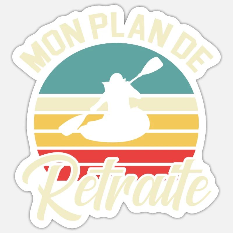 Mon Plan De Retraite Kayak - Sticker taille S (10 x 10 cm) - blanc mat