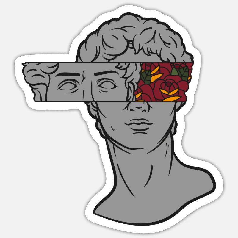 Dark Academia Blumen David Statue - Sticker Größe S (10 x 10 cm) - Mattweiß