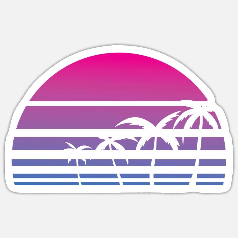 Palm Tree Tropical Summer Retro - Sticker size S (10 x 10 cm) - white matte