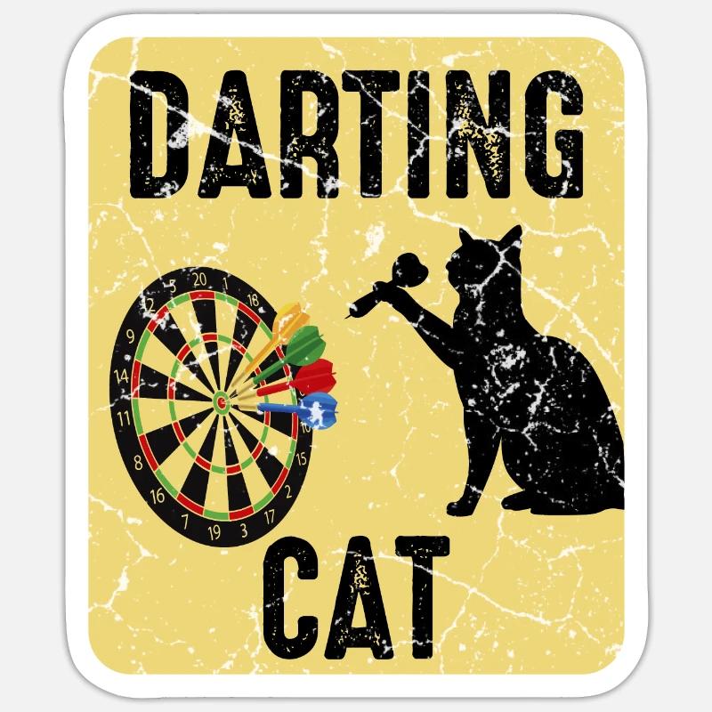 Dart player cat - Sticker size S (10 x 10 cm) - white matte