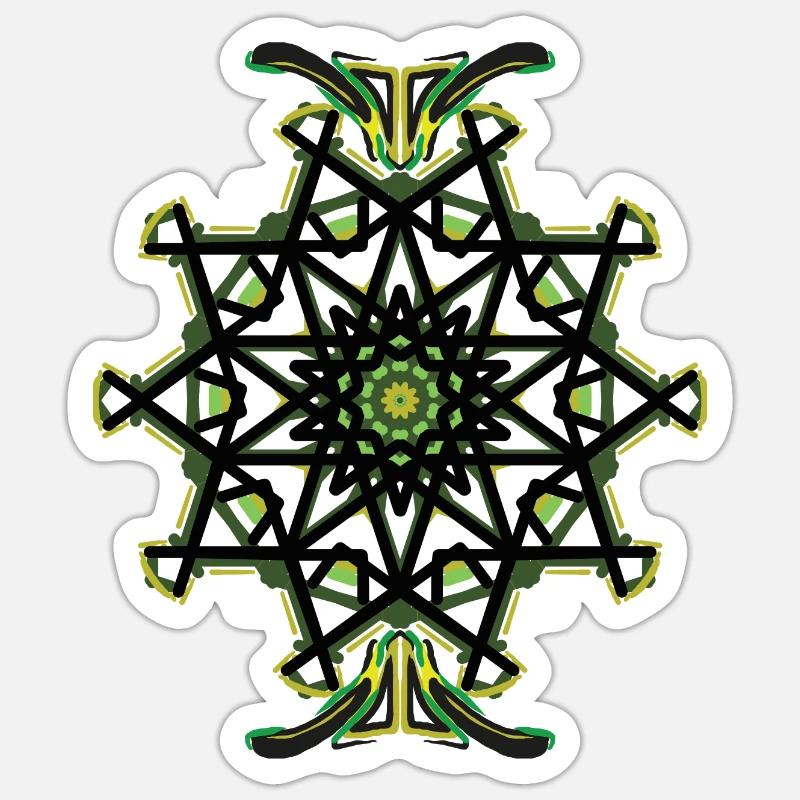 vert jaune et mandala noir Sticker taille S (10 x 10 cm)