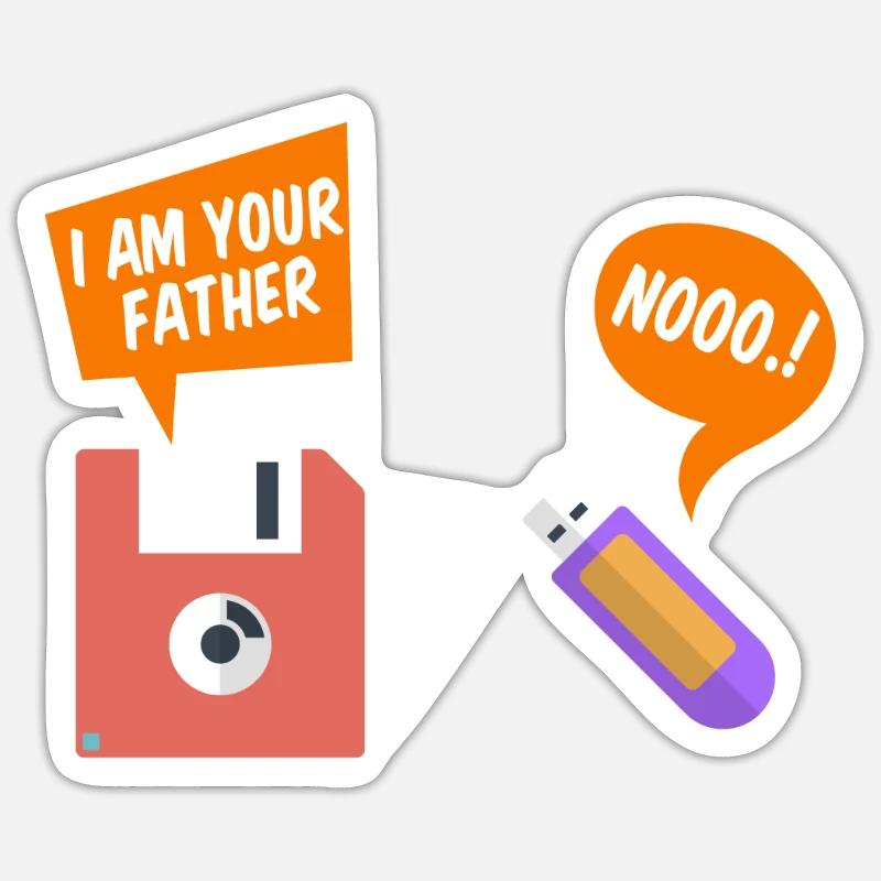 Programmeur blague amusant disquette USB sort Sticker taille S (10 x 10 cm)