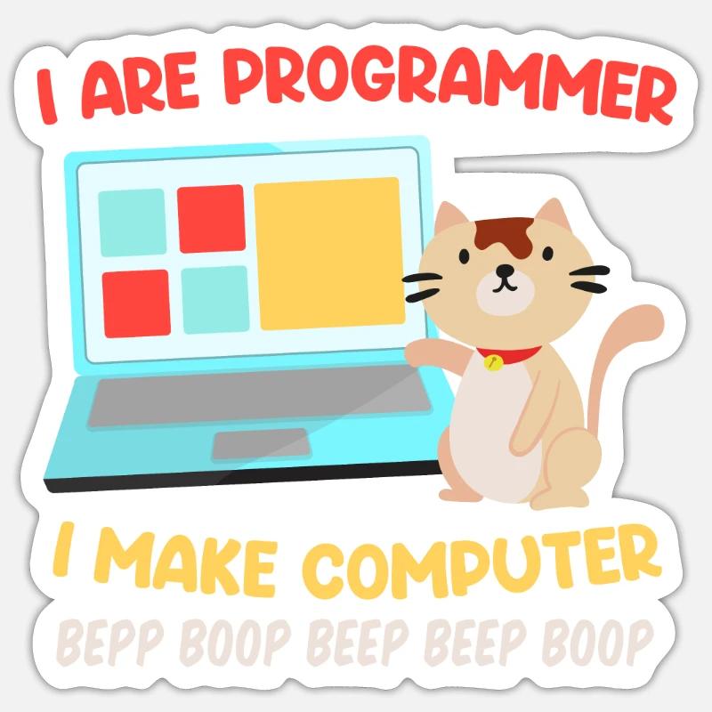 Programmierer Katzen Spruch Witz I are Programmer Sticker Größe S (10 x 10 cm)